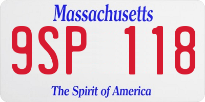MA license plate 9SP118