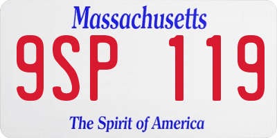 MA license plate 9SP119