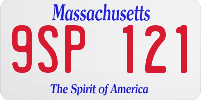 MA license plate 9SP121