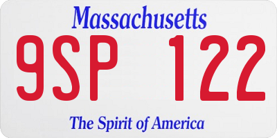 MA license plate 9SP122
