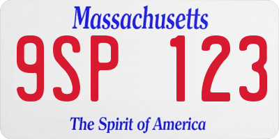 MA license plate 9SP123