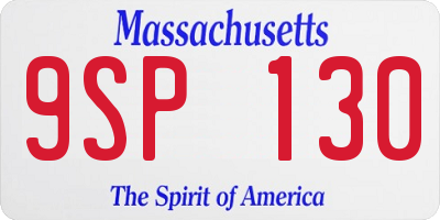 MA license plate 9SP130