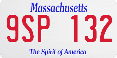 MA license plate 9SP132