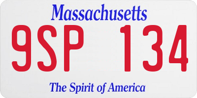 MA license plate 9SP134