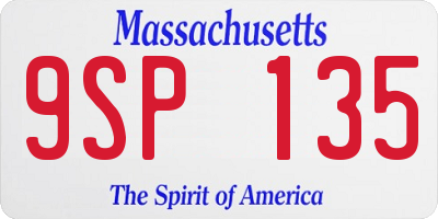 MA license plate 9SP135