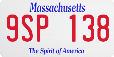 MA license plate 9SP138