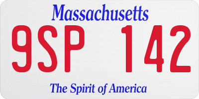 MA license plate 9SP142