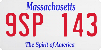 MA license plate 9SP143