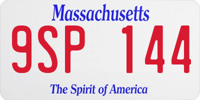 MA license plate 9SP144