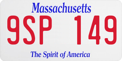 MA license plate 9SP149