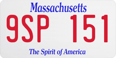 MA license plate 9SP151
