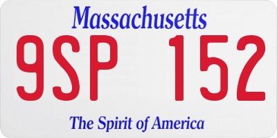 MA license plate 9SP152