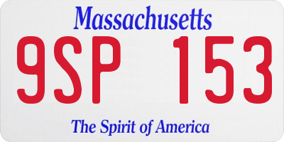 MA license plate 9SP153