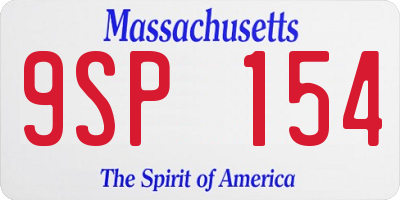 MA license plate 9SP154