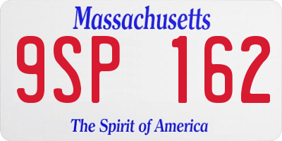 MA license plate 9SP162