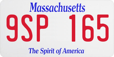 MA license plate 9SP165