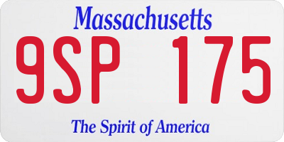 MA license plate 9SP175