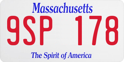 MA license plate 9SP178