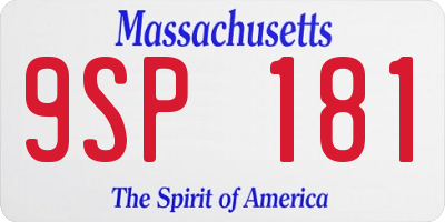 MA license plate 9SP181