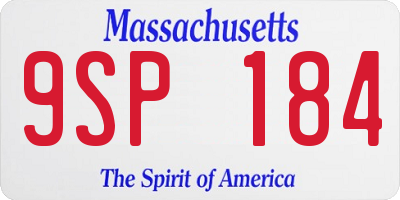 MA license plate 9SP184