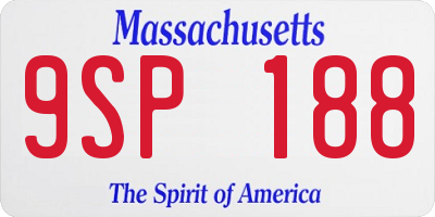 MA license plate 9SP188