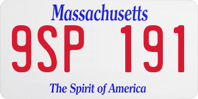 MA license plate 9SP191