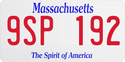 MA license plate 9SP192