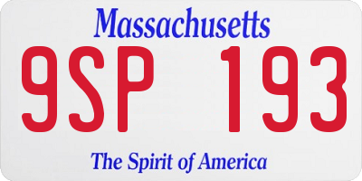 MA license plate 9SP193