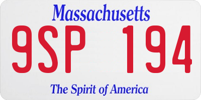 MA license plate 9SP194
