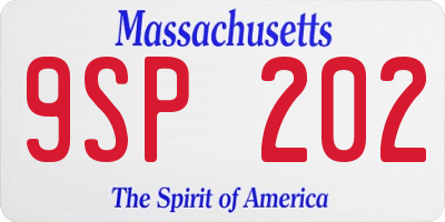 MA license plate 9SP202