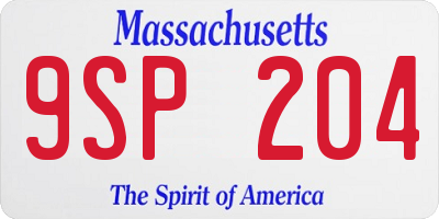 MA license plate 9SP204