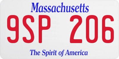 MA license plate 9SP206