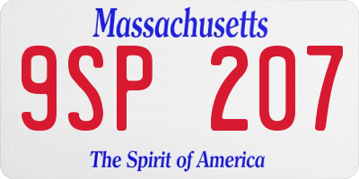 MA license plate 9SP207