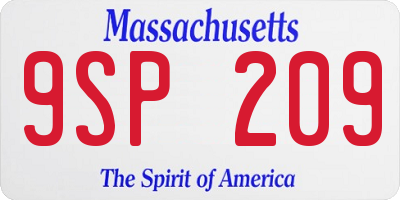 MA license plate 9SP209