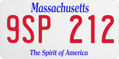 MA license plate 9SP212