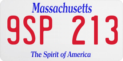 MA license plate 9SP213