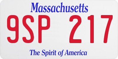 MA license plate 9SP217