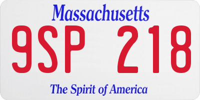 MA license plate 9SP218