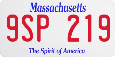 MA license plate 9SP219