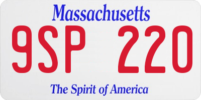 MA license plate 9SP220