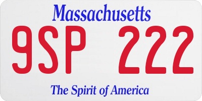 MA license plate 9SP222