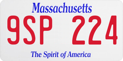 MA license plate 9SP224