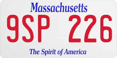 MA license plate 9SP226