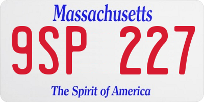 MA license plate 9SP227
