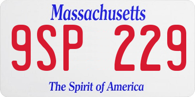 MA license plate 9SP229