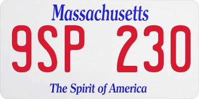 MA license plate 9SP230