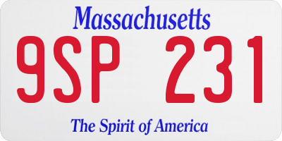 MA license plate 9SP231