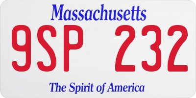 MA license plate 9SP232