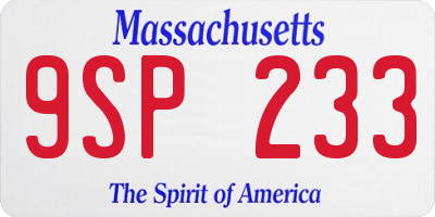 MA license plate 9SP233