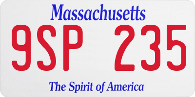 MA license plate 9SP235
